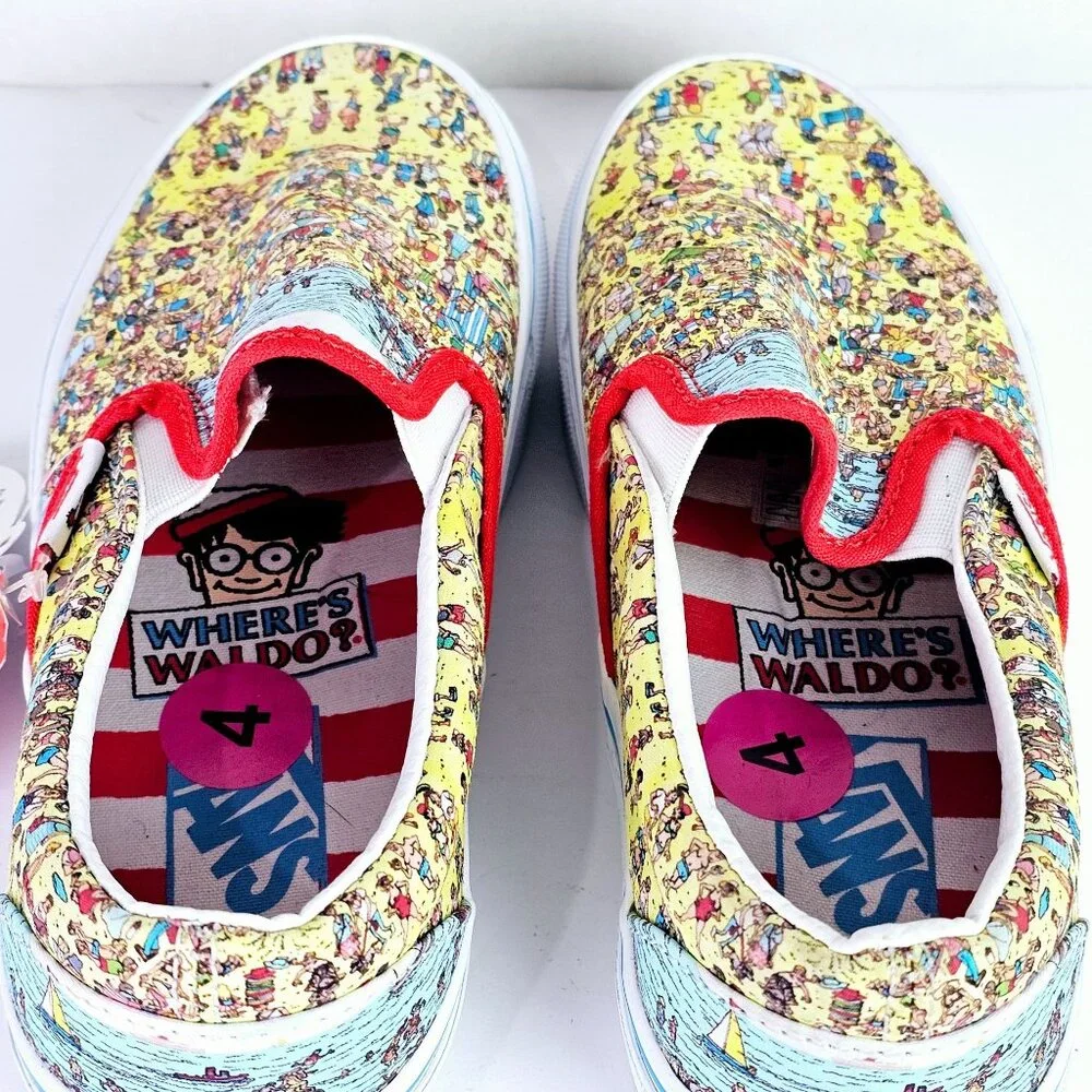 Vans Where's Waldo? Limited Edition Slip-on Shoes, W5.5, M4, K4, NWT - Picture 5 of 8